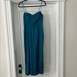 Elegant Teal Spaghetti Strap Dress